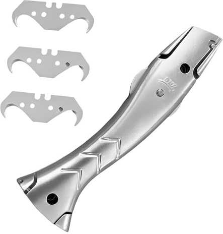 SRJQXH Cutter Profesional, Aleación de Aluminio Cuchillo para Alfombras, Mango en Forma de Pez Cuters Profesionales de Seguridad, para Cortar Alfombras o Tubos de Plástico