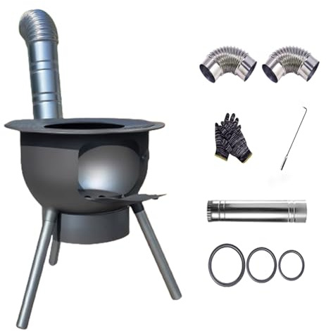 Portable Camping Wood Burning Stove With Chimney Kit, Ashs Box, Removable Legs, Heavy-Duty Steel, Multi-Fuel for Outdoor Picnics, Home Cooking, Courtyard Use(52 * 52 * 53cm)