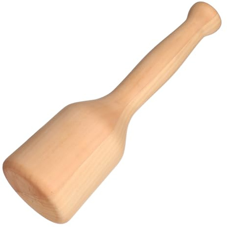 Lanties 9.5'' Rock Maple Mallet 13 oz Hardness Wood Carving Mallet Hammer with 3'' Head Diameter Fine Texture Stable Striking for Woodworking Carving Chisels Ice Tools