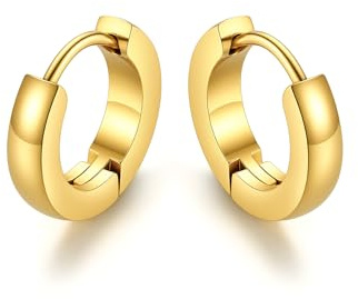 GoldChic Ohrringe Damen Creolen 7mm/9mm/12mm/14mm/16mm Edelstahl Helix Piercings Silber/Gold/Schwarz Creolen klein Huggie Ohrringe Hoop für Damen Herren