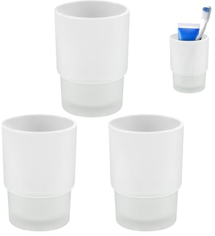 3 Stück Mattierte Glas-Zahnputzbecher, Wand Ersatz Zahnbürstenbecher Glas | Hygienischer Zahnputzbecher, Zahnbürstenbecher aus satiniertem Glas, Mundspülbecher für Haushalt, Hotel & Moderne Badezimmer