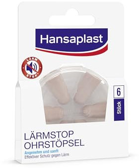 Hansaplast Lärmstopp Ohrstöpsel (6 Stück), sanfter Gehörschutz ideal zum Schlafen und Entspannen, Gehörschutzstöpsel reduzieren Geräusche um 33db