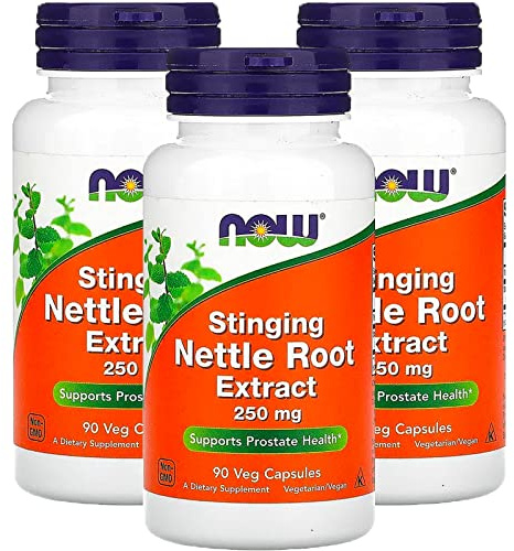Now Foods Stinging Nettle Root Extract 250mg, Veg-Capsules, 90-Count (Pack of 3)
