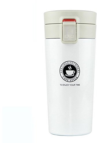 Becher Kaffee Reisebecher Trinkbecher To Go Coffee Thermobecher Thermo Kaffeebecher Mit Deckel Travel Mug Auto Auslaufsicher Isolierter Isolierbecher Caffee Autobecher Bpa Frei 0.38L (Weiß)