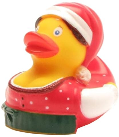 Duckshop I Badeente Weihnachtsfrau im Dirndel I Quietscheentchen I Quietscheente L:8,5 cm I Geschenk Bayern-Fans I Präsent Weihnachten