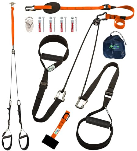 eaglefit Sling-Trainer Exclusive ALU - Schlingentrainer Set für Zuhause & Outdoor inkl. Alugriffen, Deckenhalterung, Türanker & Zubehör für Krafttraining & Muskelaufbau - Verstellbar 160-360 cm