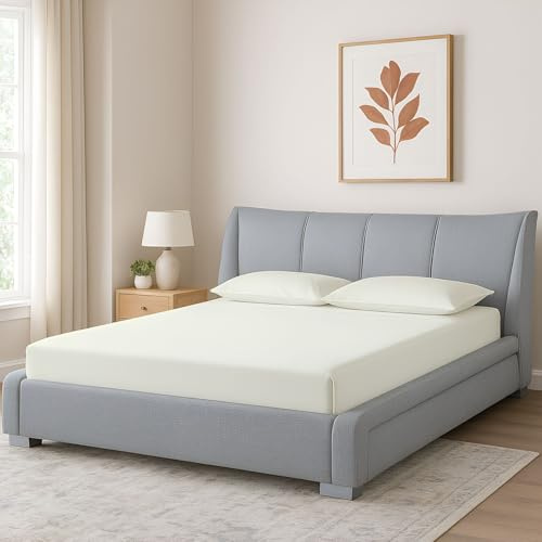 Shreem Linen Super Single Waterbed Sheets, 4-Piece 100% Egyptian Cotton Attached Sheet Set with 15 Deep Pocket, Soft & Breathable Bedsheets for Water Beds, Ivory Solid