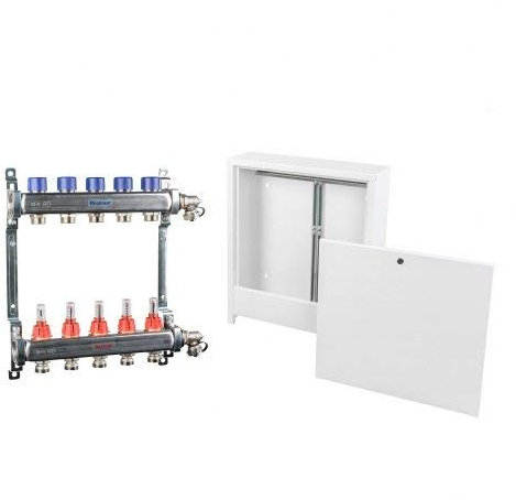 Fußbodenheizung Verteilerschrank Unterputz UP + Heizkreisverteiler SET Heizung Verteiler-Set UP-HKV HKV7+UP6-8