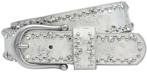 Caspar GU292 Damen Gürtel mit dezentem Strass und Nieten Dekor