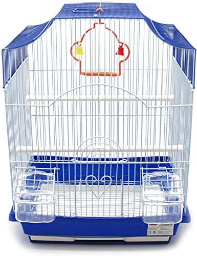 BPS Metall-Vogelkäfig mit Futtertränke Swing Jumper Bucket Farbe Wird zufällig gesendet (33 x 26 x 46 cm) BPS-1233