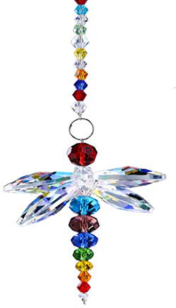 H&D HYALINE & DORA Attrape-soleil à suspendre en cristal avec libellule arc-en-ciel Fengshui Chakra Décoration de fenêtre