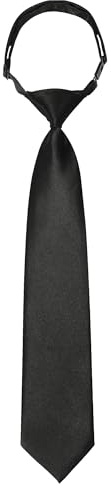Kajeer Boys Ties for Kids Necktie Solid Adjustable - Woven Boys Pre-tied for Kids Formal Wedding Graduation School Uniforms (Black, M (age 5 years - 12)