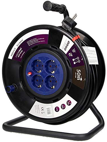 ORNO AE-13155(GS) Kabeltrommel 50m 4-Fach 3200W Anti-Twist-Sockel-System