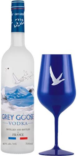 GREY GOOSE Premium-Vodka aus Frankreich, 40% Vol., 70 cl/700 ml, mit 100 % französischem Weizen und natürlichem Quellwasser, Set mit Acrylglas