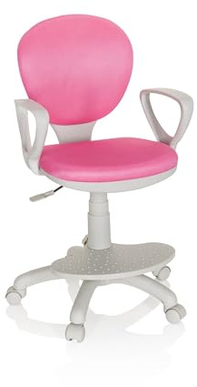 hjh OFFICE 671012 Barnsnurrstol Kid Colour G1 - Ergonomisk kontorsstol för barn, Praktiska fotstöd justerbara i höjdled, halvrunda, Inkl. armstöd