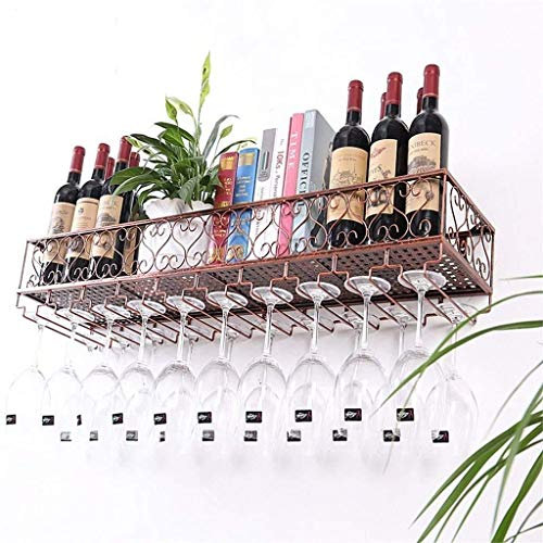 NMDCDH Weinregal Rustikale Bronze Wandmontage Wein Champagner Glas Weinkelche Halter Stemware Rack Küchenbar Weinlagereinheit Schwimmende Verkaufsregale (Größe: 60 * 25 cm (24 * 10 Zoll))