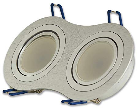 LED Einbau-Strahler 2-flammig 7,5 Watt dimmbar warmweiß rund 230V - Edelstahl gebürstet Einbauleuchte schwenkbar - Einbau-Spot Decken-Strahler Deckeneinbaustrahler Deckenspot