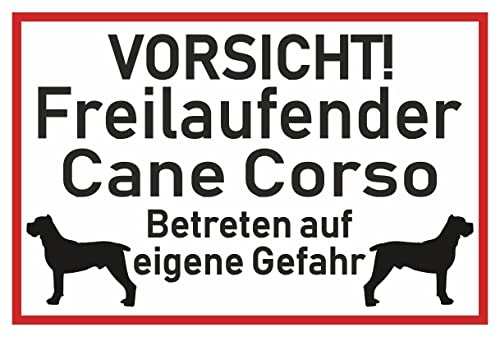 Samunshi® Aufkleber Vorsicht Cane Corso - Schild Sticker Hinweisschild Warnschild Vorsicht Hund 15 x 10cm Vorsicht Cane Corso schwarz