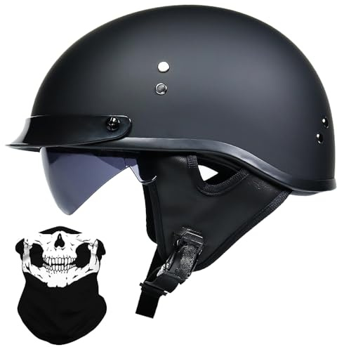 Demi Casque de Moto Jet Moto Casque Bol, Casques Vintage à Face Ouverte avec dégagement Rapide de Lunettes, ECE Homologué en pour Scooter Chopper, Casque De Moto Pilot Demi-Jet