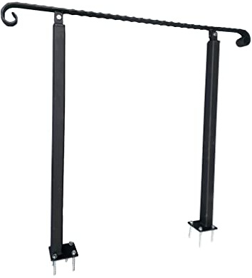 Adjustable Hammered Flat bar Wrought Iron handrail with Two Bolt Down Posts Various Sizes (800mm), hammered top