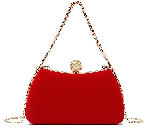 EVEOUT Samt AbendHandtasche Clutch für Damen Elegante Umhängetasche Schultertaschen für Hochzeit Party Geldbörse Brauttasche