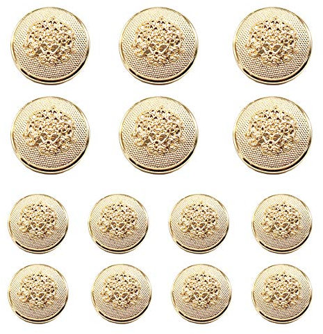 ByaHoGa 14 Stück goldfarbenen Kunststoff Knöpfe 23mm 18mm Metallknöpfe für anzüge jacken mäntel uniform (MB20082)