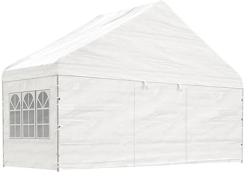 vidaXL Belvédère avec Toit Blanc 5,88x2,23x3,75 m polyéthylène, Tente de fête, chapiteau, abri à auvent, pavillon, Tente d'événement, Gazebo à auvent