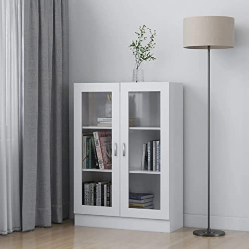 GuyAna Vitrinenschrank Weiß 82,5x30,5x115 cm Holzwerkstoff Sammlervitrine ParfüMstäNder BüCherschrank Mit TüRen
