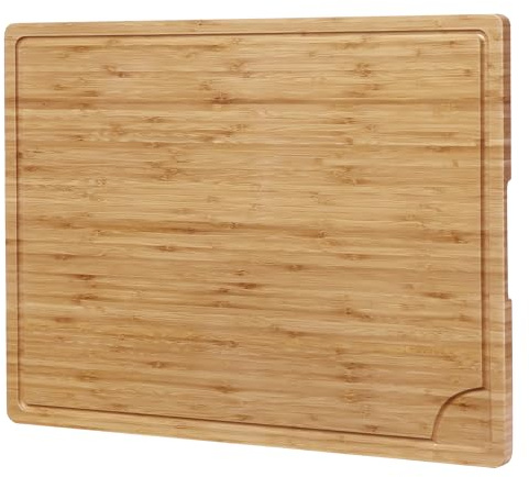 Fashionwu 24 x 18 Inch Wooden Cutting Boards for Kitchen, 60 cm Extra Large Bamboo Cutting Board with Juice Groove, 0.8 Thick Butcher Block for Meat Vegetables, Large Charcuterie Board