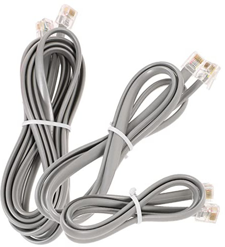 KONTONTY 3pcs Telephone Extension Cord Kit Landline Phone Cable Wear-resistant Smooth Calling Compatible Telephone Fax Modem and More
