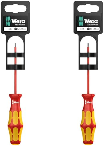 Wera 160 i VDE-isolierter Schlitz-Schraubendreher, 0.4 x 2.5 x 80 mm (Packung mit 2)