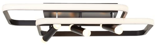 Lightbox moderne LED Deckenlampe - 14 x 66 x 45 cm - schwarze Deckenleuchte mit CCT (3000-6500 K) & Memory Funktion - dimmbar per Fernbedienung - 54 W, 7600 lm - aus Metall/Kunststoff