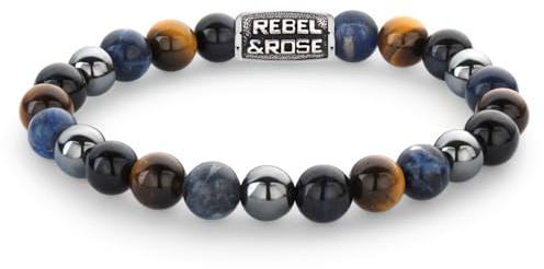 Rebel & Rose Herren-Armband Blue Rain Vintage 8 mm RR-80100-V-XL