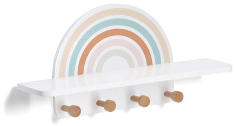 Zeller 13539 - Appendiabiti per Bambini Rainbow, MDF/Pino, circa 48 x 13 x 24 cm