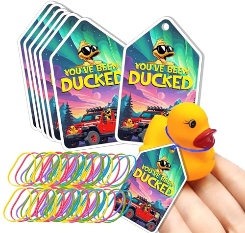 You've Been Ducked Duck Tags, Duck Ducking Game Card, SUV Car Design Cards,50pack with Round Hole and Rubber Bands