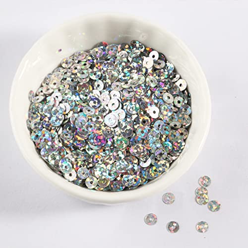 Nähen trimmen, Laser Runde Pailletten Konfetti Paillette Nähset Handarbeiten Nailart Dekorative Glanz Pailletten Kunst und Handwerk (Color : Silvery, Size : 0.20in 800pcs)