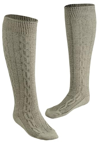 TRENDS German Bavarian Socks for Mens Authentic Trachten Lederhosen Socks for Traditional Oktoberfest Outfit Costume (13, Light Grey)