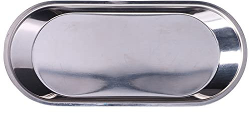 NDNCZDHC Kleine Aufbewahrungsschalen aus Edelstahl, dekoratives Serviertablett für Uhrenschlüssel, Schmuckhandtuch, kleines Metalltablett für den Badezimmerschrank (7.4x3.5in)