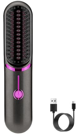 Secador de cepillo alisador, peine de USB inalámbrico para rizar calor rápido | Cepillo secador de y cepillo alisador, alisador rizador de estilo profesional y portátil para viajes, barbería