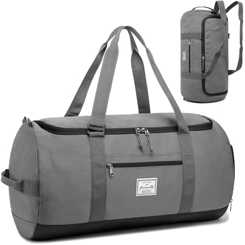TAIHOYIN Sporttasche Herren Groß 60L Reisetasche Sport Tasche Rucksack mit Schuhfach Wasserdicht Trainingstasche Damen Fitness Gymtasche Leichte für Weekender Gym, Reise, Grau
