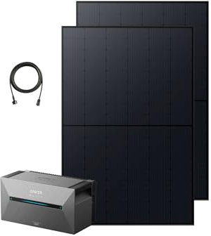 Anker SOLIX Balkonkraftwerk mit Speicher (890W | 1600Wh), Solarbank 2 Plus 2 MPPT für bis zu 2 Solarpanels, 1600Wh Speicher für Balkonkraftwerk, 2x 445W Topcon Solarpanel, 9,6kWh Kapazität