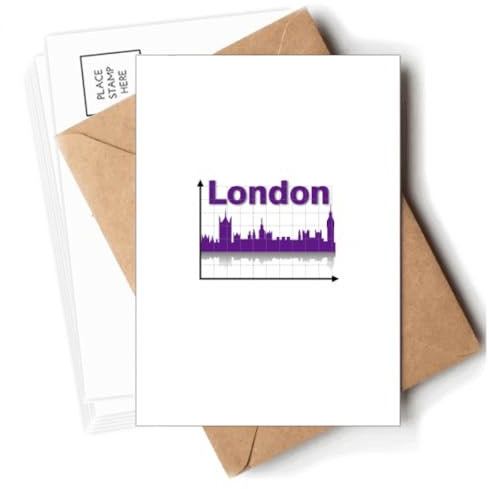 Postkarten mit London-Umriss, Motiv: Stadt-Achse, blanko, Notizkarten, Postkarten