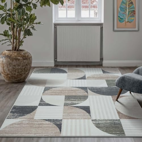 Taracarpet Teppich Kurzflorteppich, Wohnzimmerteppich aus Polyester im Retromuster absolut Modern fürs Wohnzimmer Schlafzimmer Kinderzimmer blau 120x170 cm