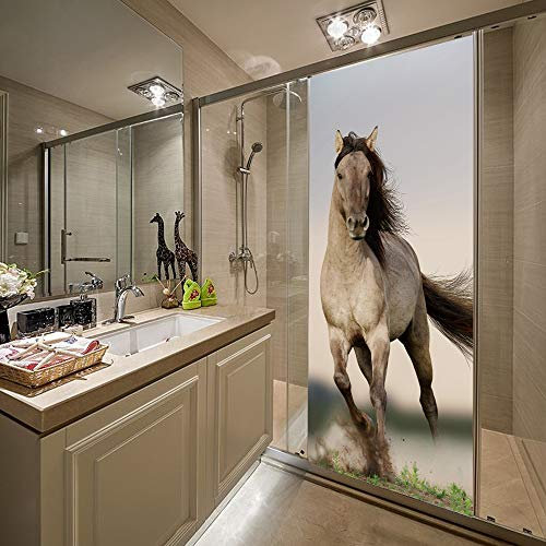 3D Türtapete Selbstklebend TürPoster Tiere & Braune Pferde Türaufkleber Fototapete Abziehen und Aufkleben Türfolie Tür Tapete B77 x H200cm