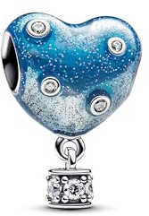PANDORA Moments 793595C01 - Ciondolo a forma di cuore in argento sterling con zirconi, compatibile con braccialetti Moments, Blau, Argento sterling, Zirconia cubica