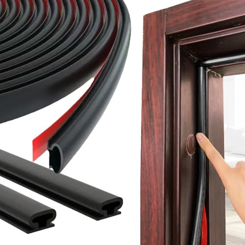 ZEPIQOR Joint Porte Fenêtre Isolant Froid et Phonique D-Profil,Joint De Porte D'Entrée Caoutchouc Autocollant,Boudin PVC Cadre Porte Voiture,Joint D'étanchéIté Fenetre,Weather Stripping Door Seal 6M