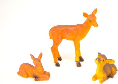 3 x Rentiere, Hirsche und Rentier, Weihnachtsfiguren, 10 und 6 cm, Krippenfiguren, Tiere, Geburt Jesus, 3 Könige Krippen, Gott, Modelle im Maßstab mk2