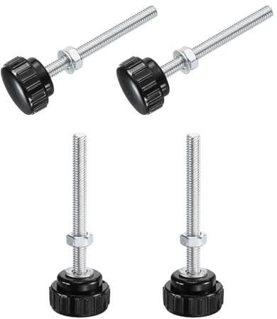 QUARKZMAN 4 Stück Rändelschraube mit Gewinde M6 x 60mm Rundkopfschraube mit Muttern Unterlegscheiben, Flügelschrauben Verzinkter Kohlenstoffstahl Klemmhebel 25mm Klemmknöpfe für Maschine