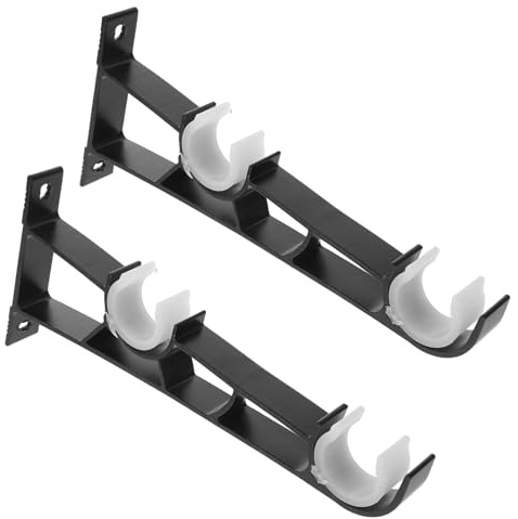 ADOCARN 2 Piezas Soporte De Barra De Cortina Doble Negro De Soportes para Barra De Cortina De Pared para Ventana