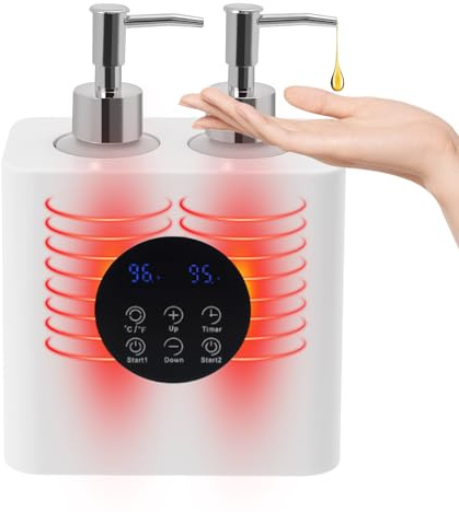 Massageöl Wärmer Gerät,Massageölwärmer mit Ölflaschen-Spendern, elektrischer Massageölwärmer, Massageölwärmer,Beheizbare Massageöle, ätherische Öle, Körperlotionen, Cremes, Duschgel（Weiß）